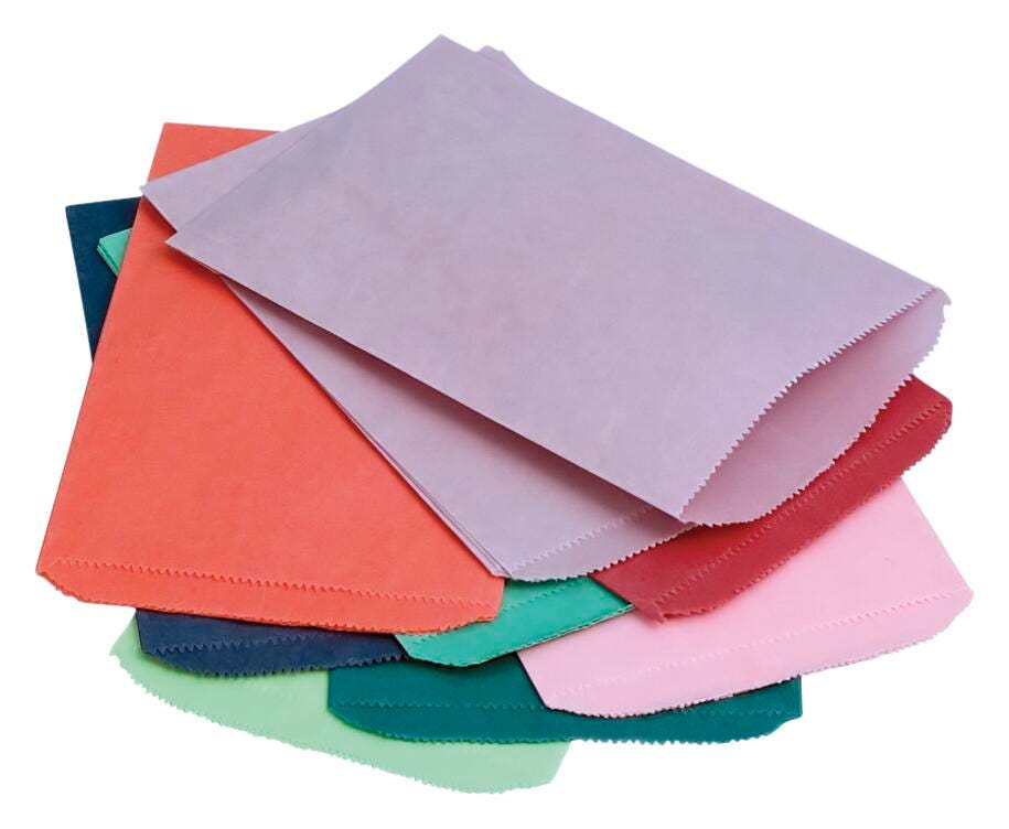 School Smart Pinched Bottom Paper Bags, 6-1/4 x 9-1/4 Inches, Assorted Colors, Pack of 28 085621